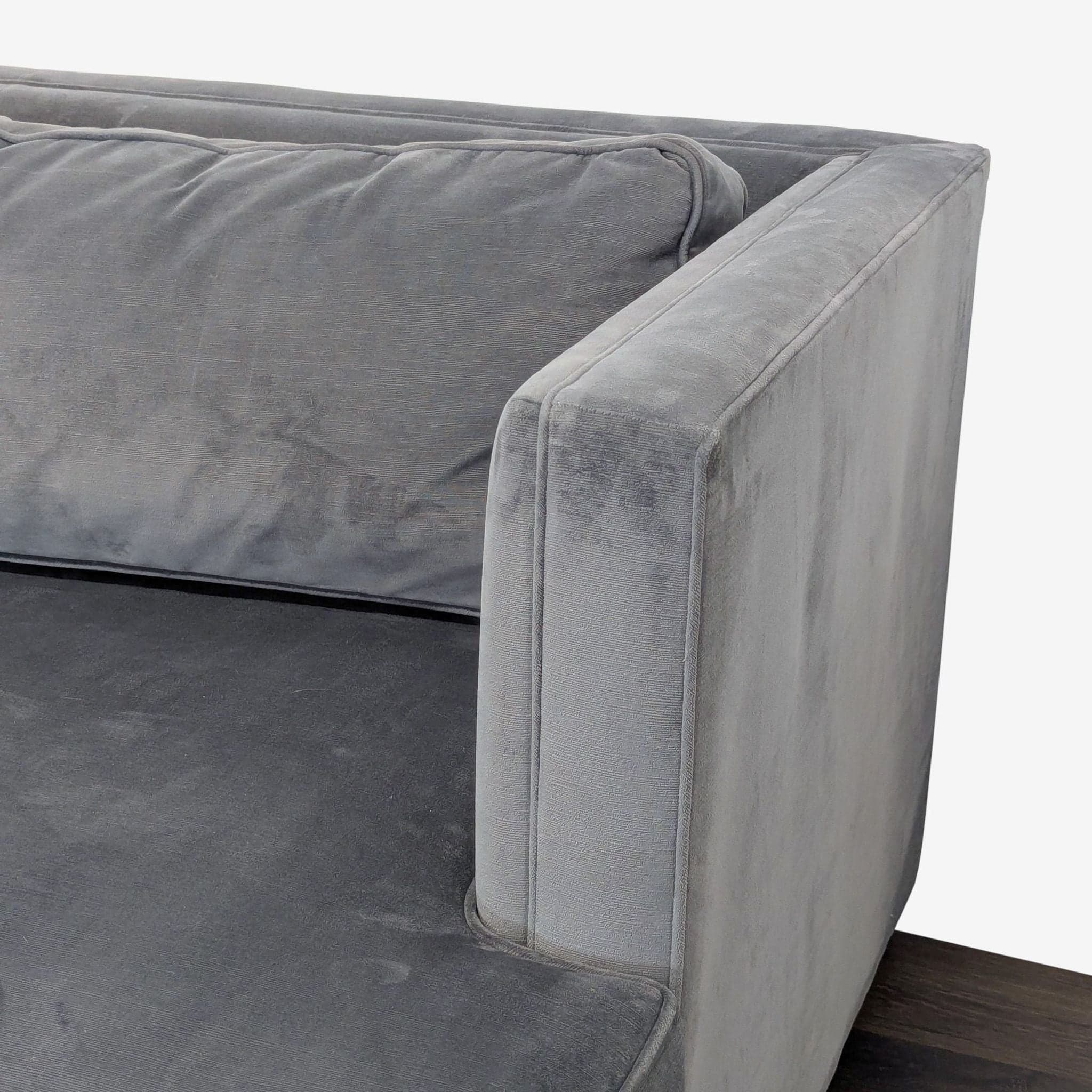 Mitchell Gold + Bob Williams Gray Velvet L-Shaped Sectional Sofa - Thumbnail 4