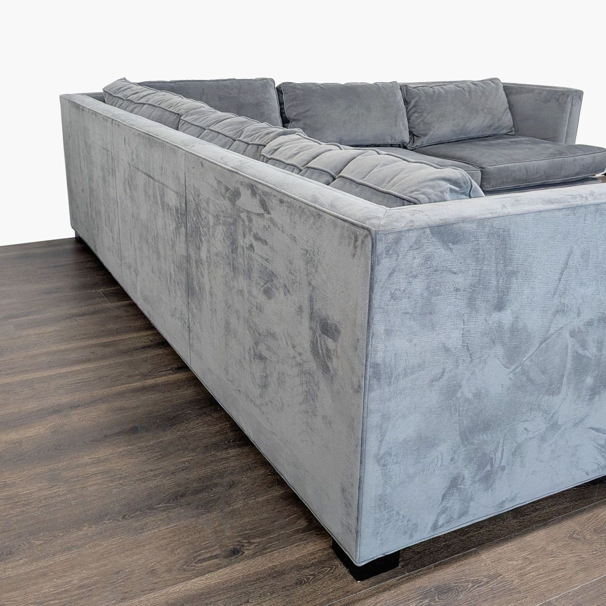 Mitchell Gold + Bob Williams Gray Velvet L-Shaped Sectional Sofa - Thumbnail 10