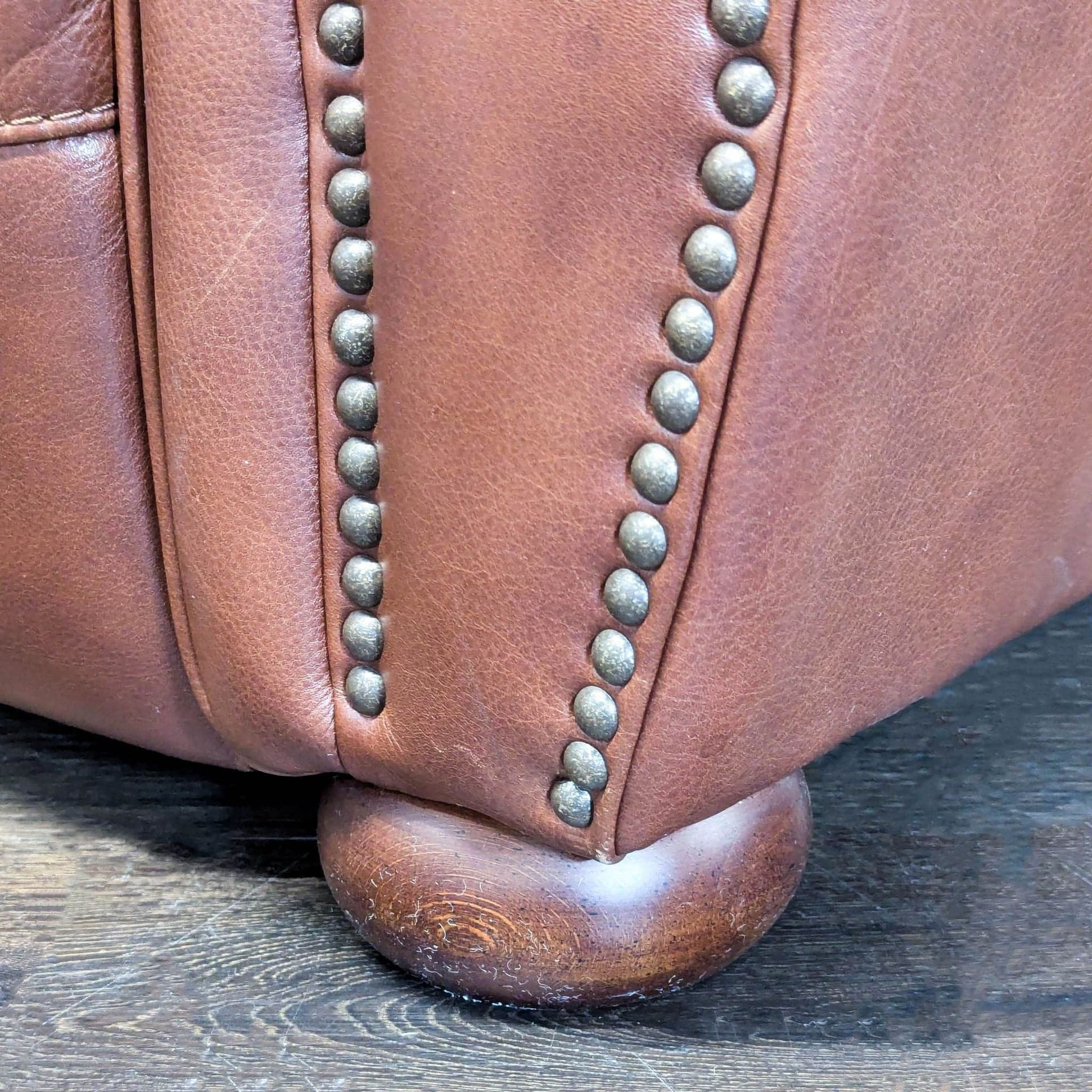 Classic Brown Leather Recliner Lounge Chair with Nailhead Trim - Thumbnail 8