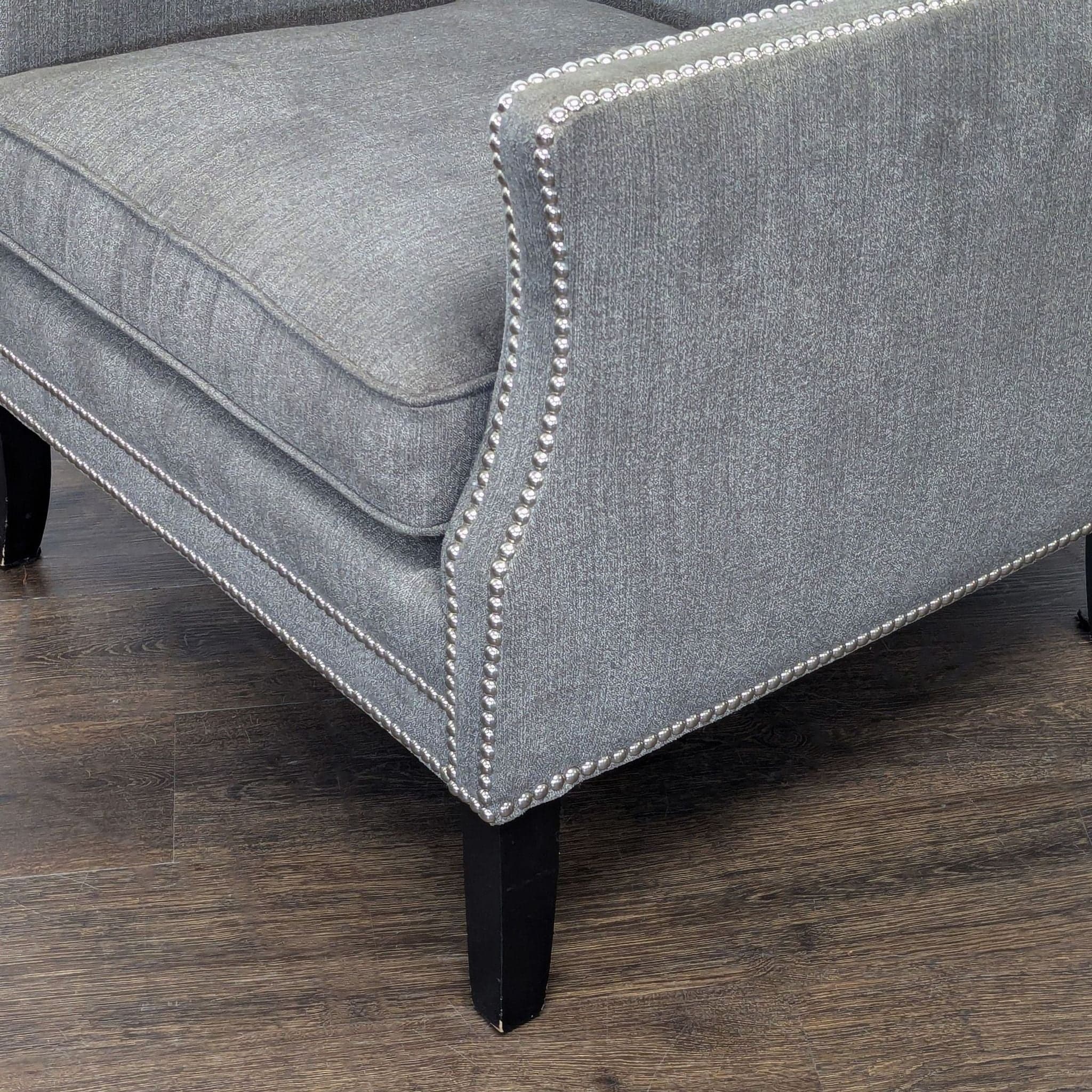 Bernhardt Kingston Gray High Back Lounge Chair with Nailhead Trim - Thumbnail 5