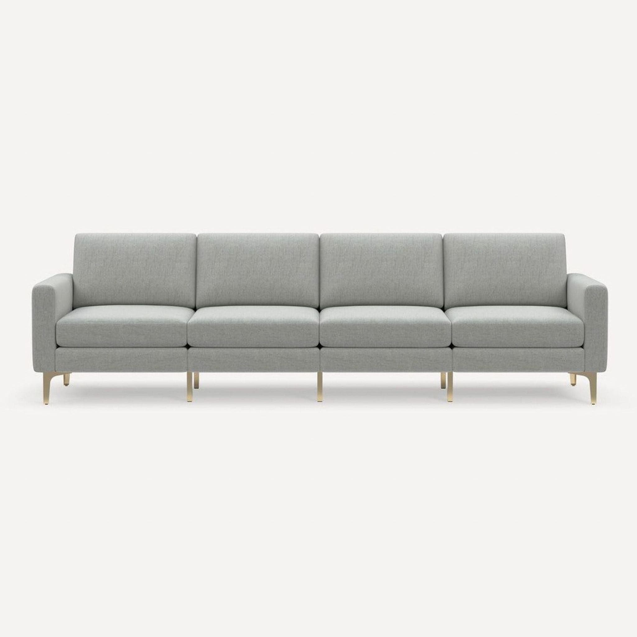 Burrow Nomad 4-Seat Modern Light Gray Sofa with Gold Legs - Thumbnail 3