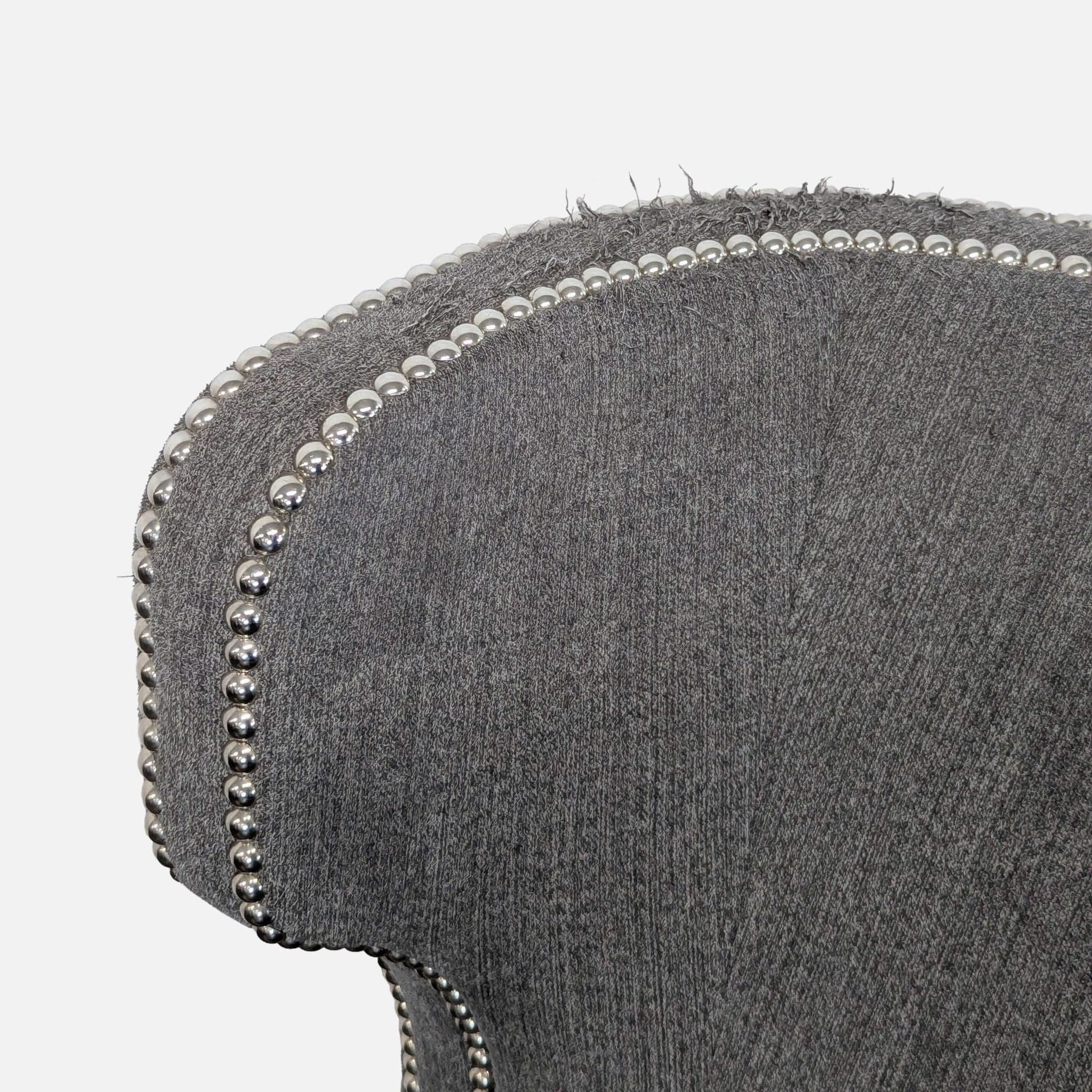 Bernhardt Kingston Gray High Back Lounge Chair with Nailhead Trim - Thumbnail 4