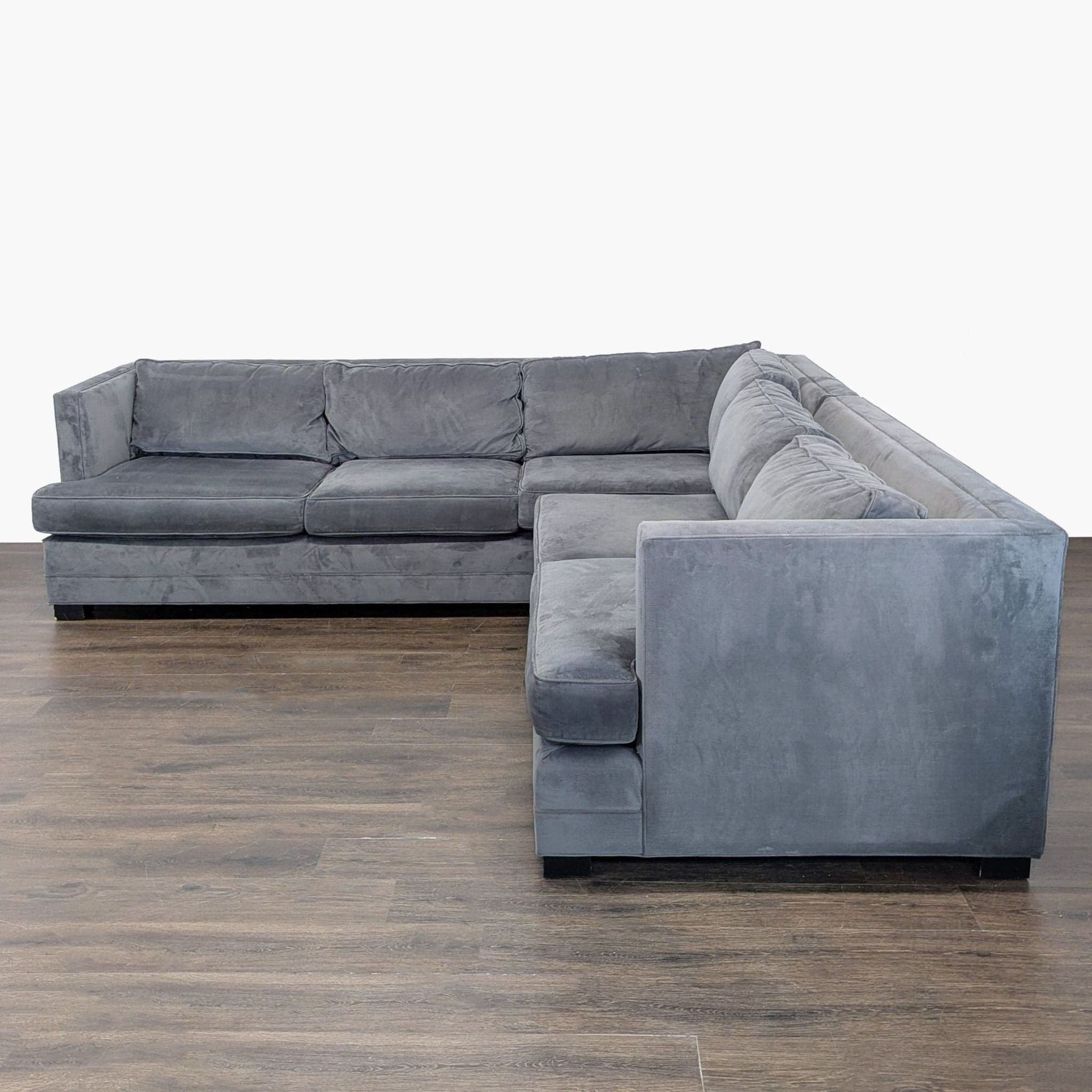 Mitchell Gold + Bob Williams Gray Velvet L-Shaped Sectional Sofa - Image 1