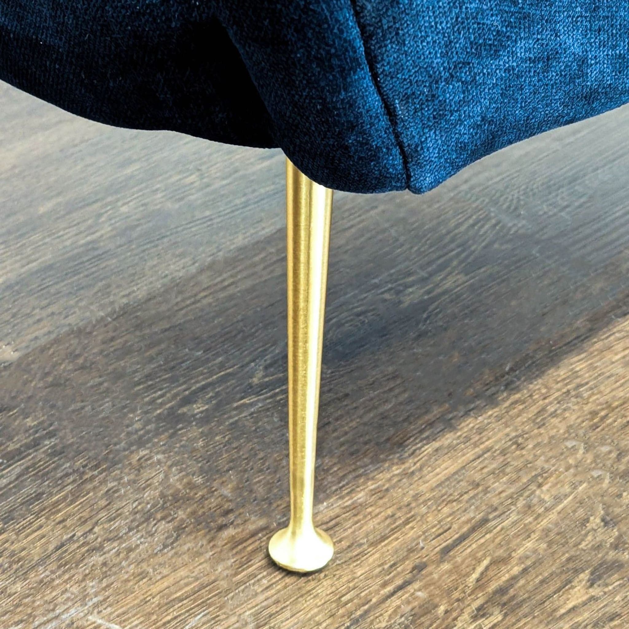 West Elm Phoebe Blue Velvet Lounge Chair with Gold Legs - Thumbnail 6