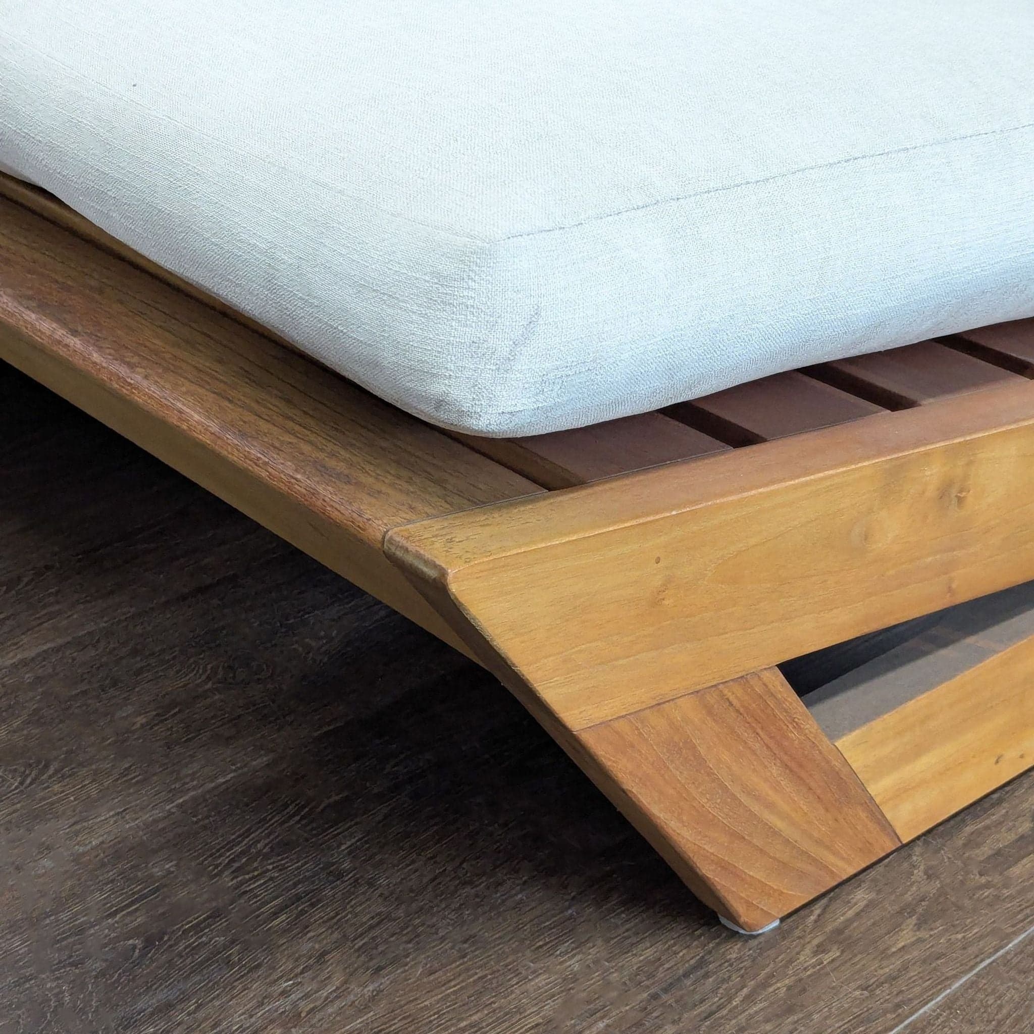 Crate and Barrel Modern Outdoor Wood Lounge Chair with White Cushions - Thumbnail 3