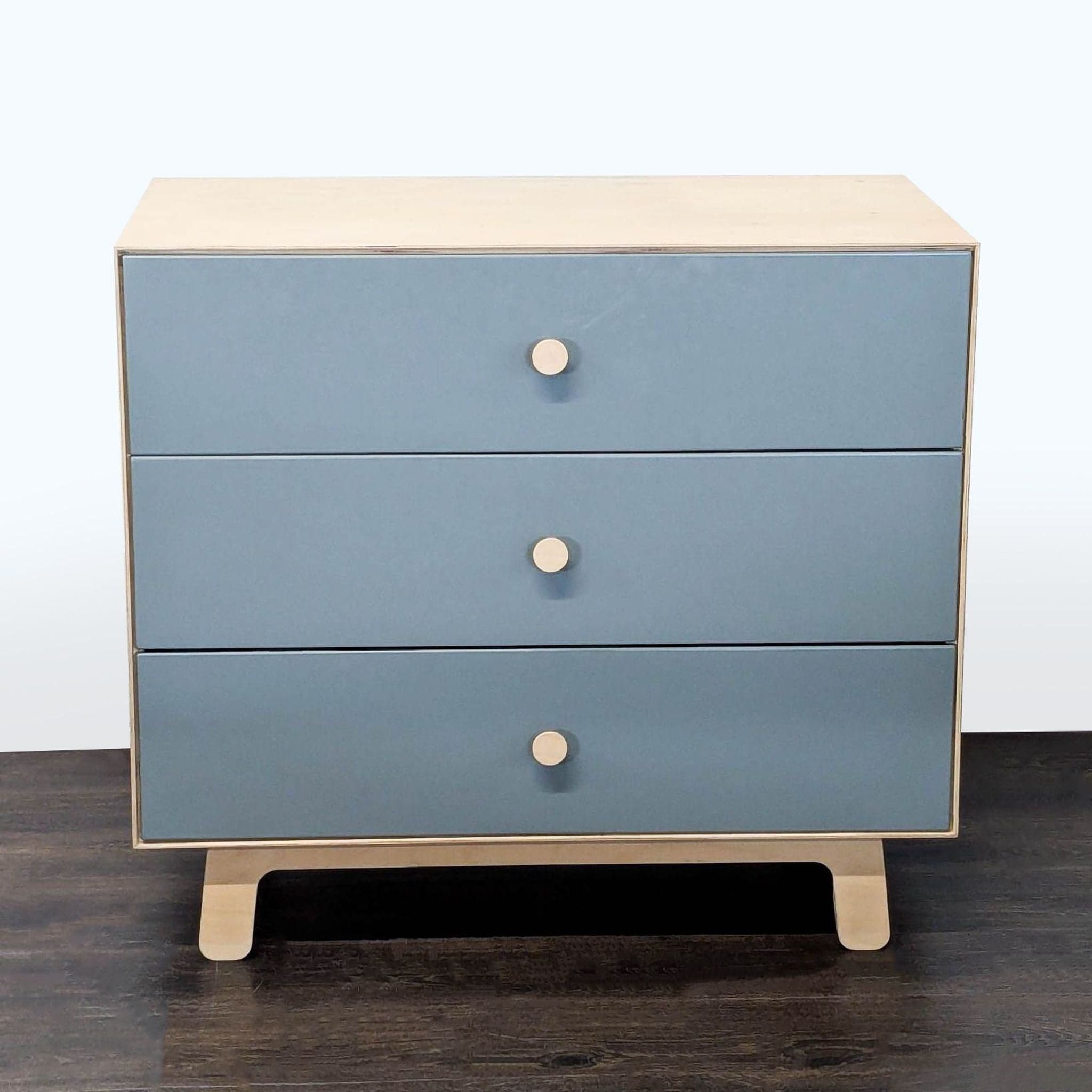 Ouef Merlin Three-Drawer Dresser in Blue and Natural Wood Finish - Image 1
