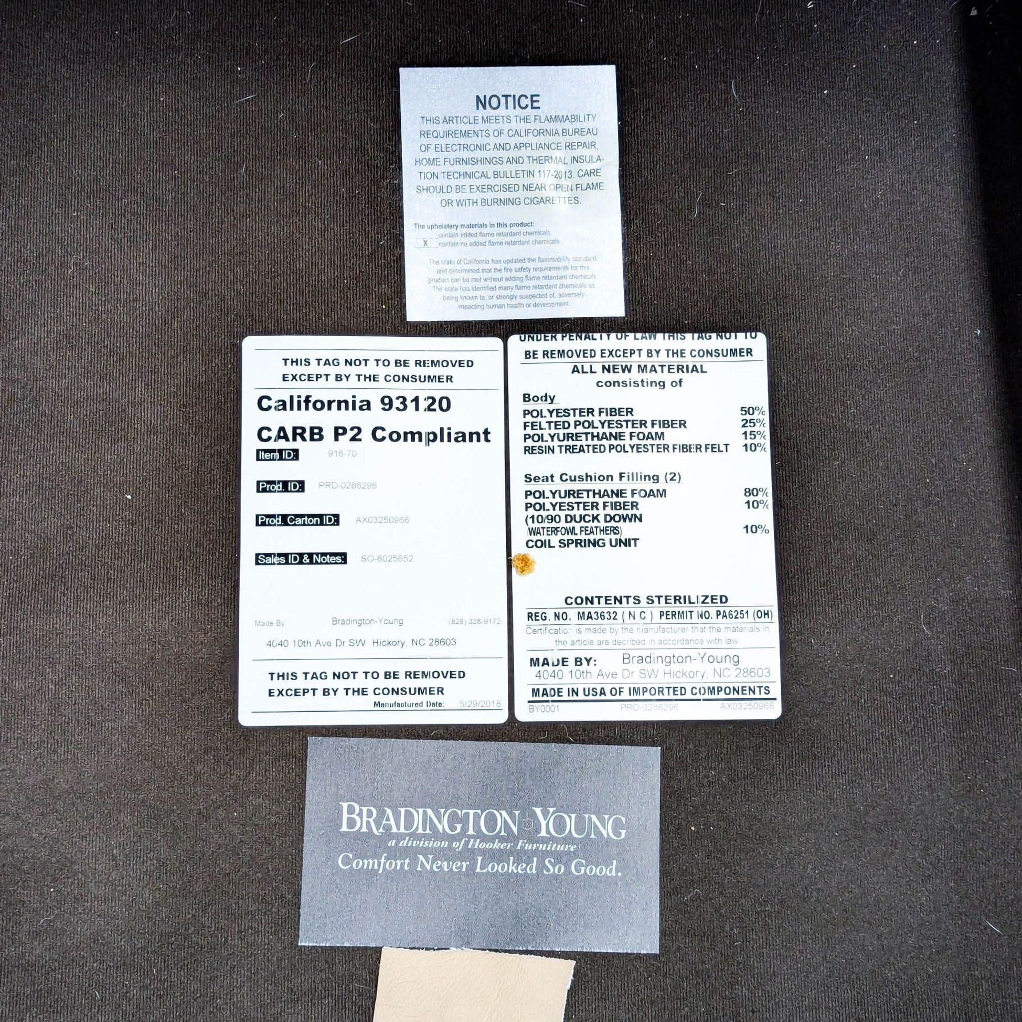 Bradington-Young Newman Tan Leather Loveseat with Recliner - Thumbnail 10