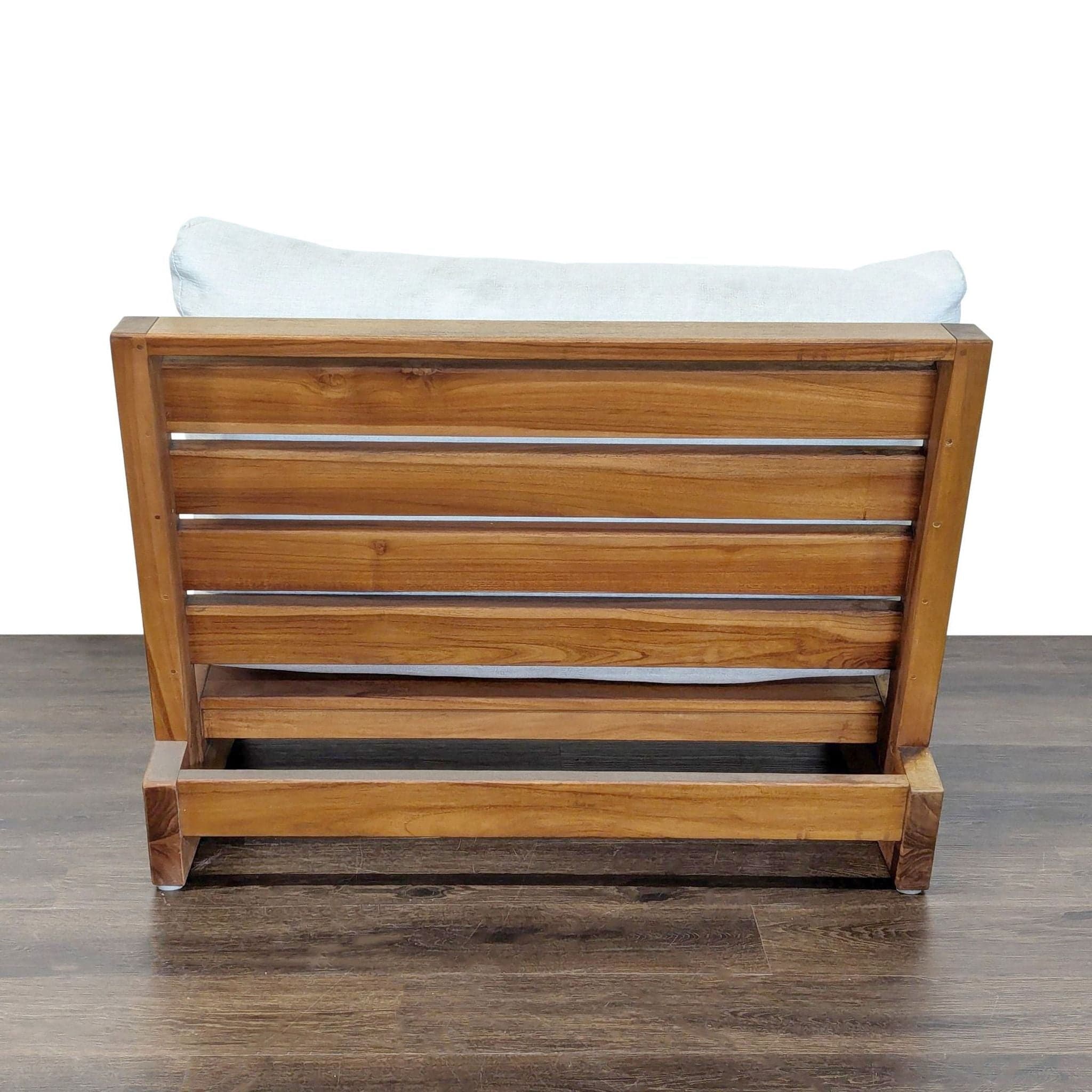 Crate and Barrel Modern Outdoor Wood Lounge Chair with White Cushions - Thumbnail 6