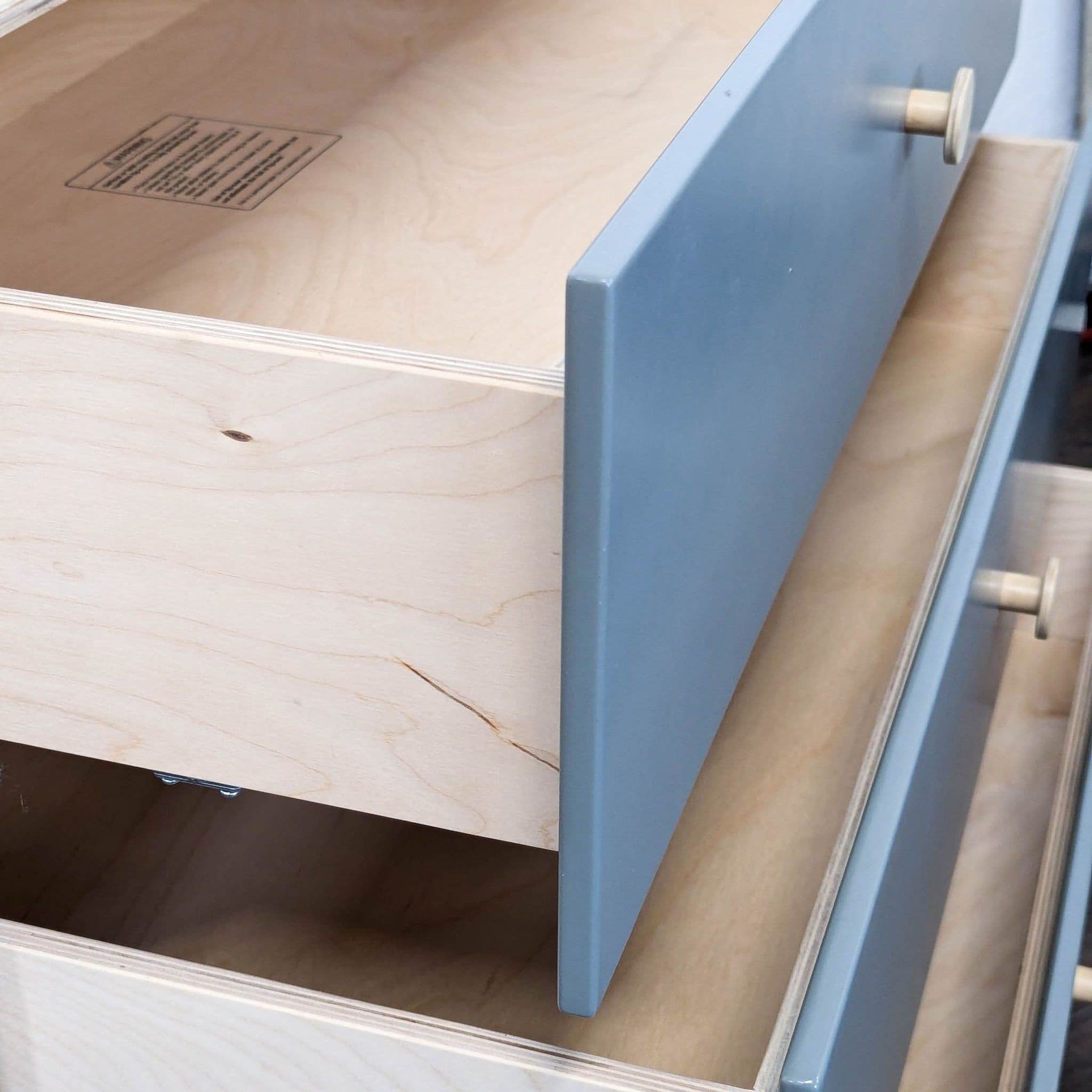 Ouef Merlin Three-Drawer Dresser in Blue and Natural Wood Finish - Thumbnail 10