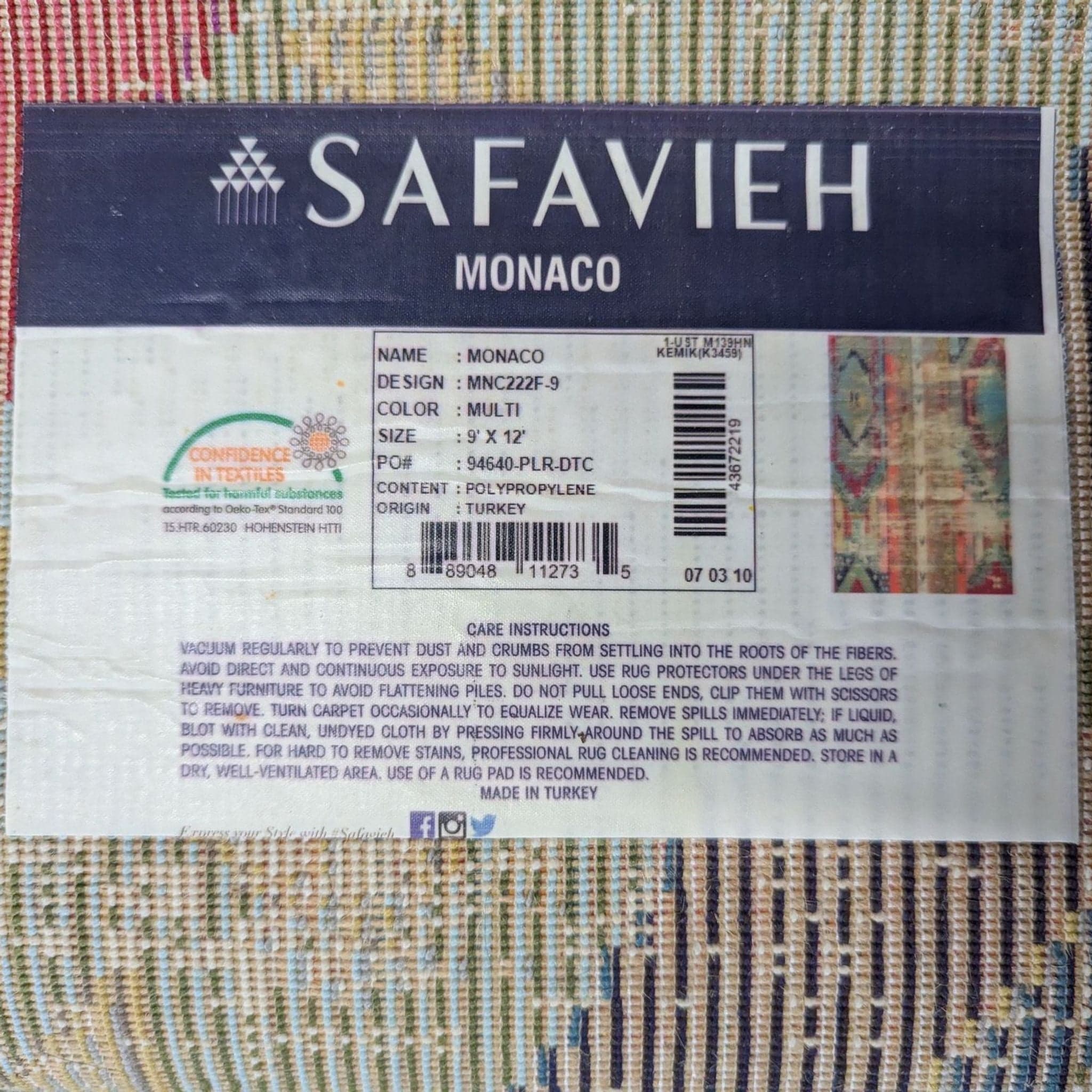 Safavieh Monaco 9x12 Multi-Color Area Rug - Thumbnail 2