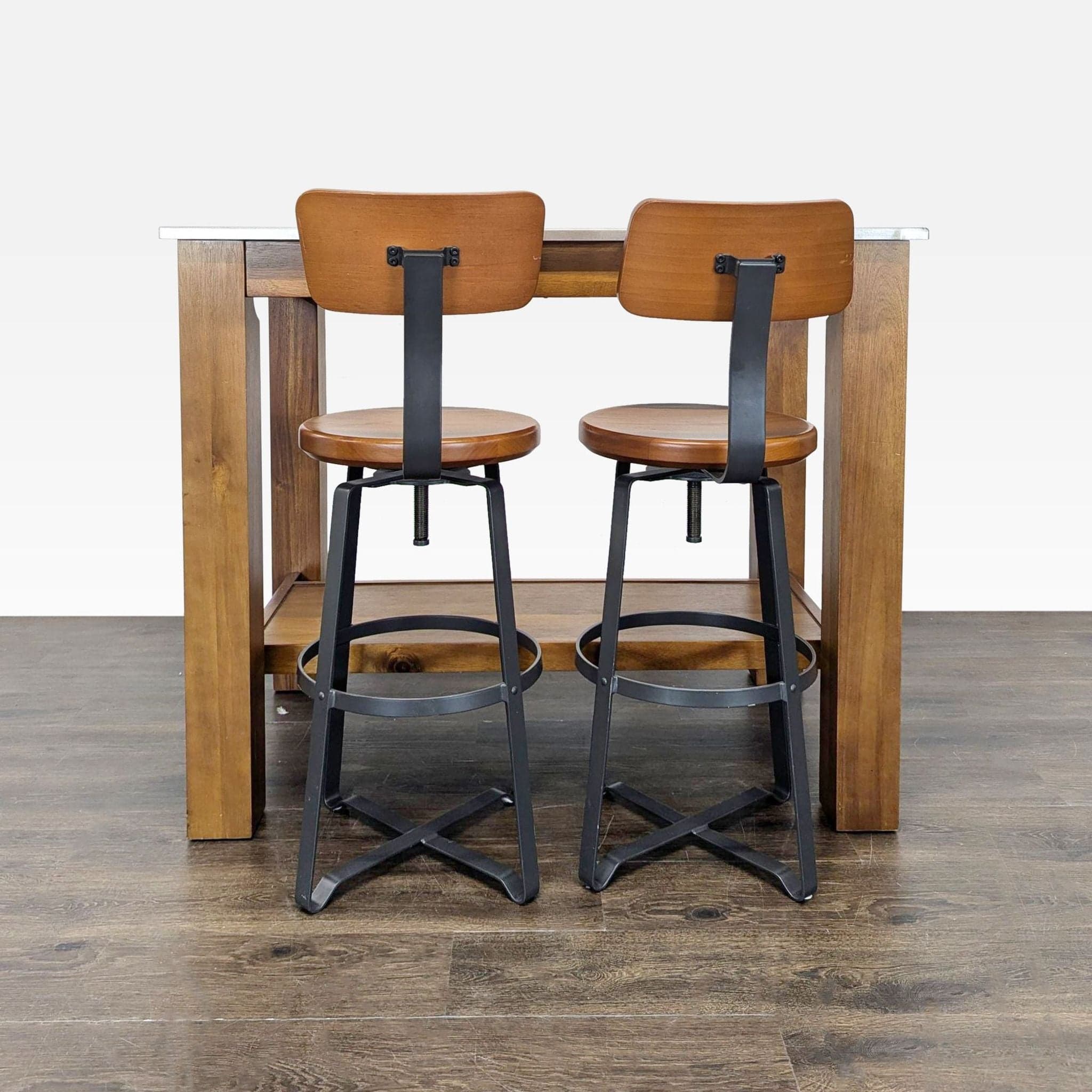 Modern Rustic 3-Piece Dining Set with Table and 2 Bar Stools - Thumbnail 11