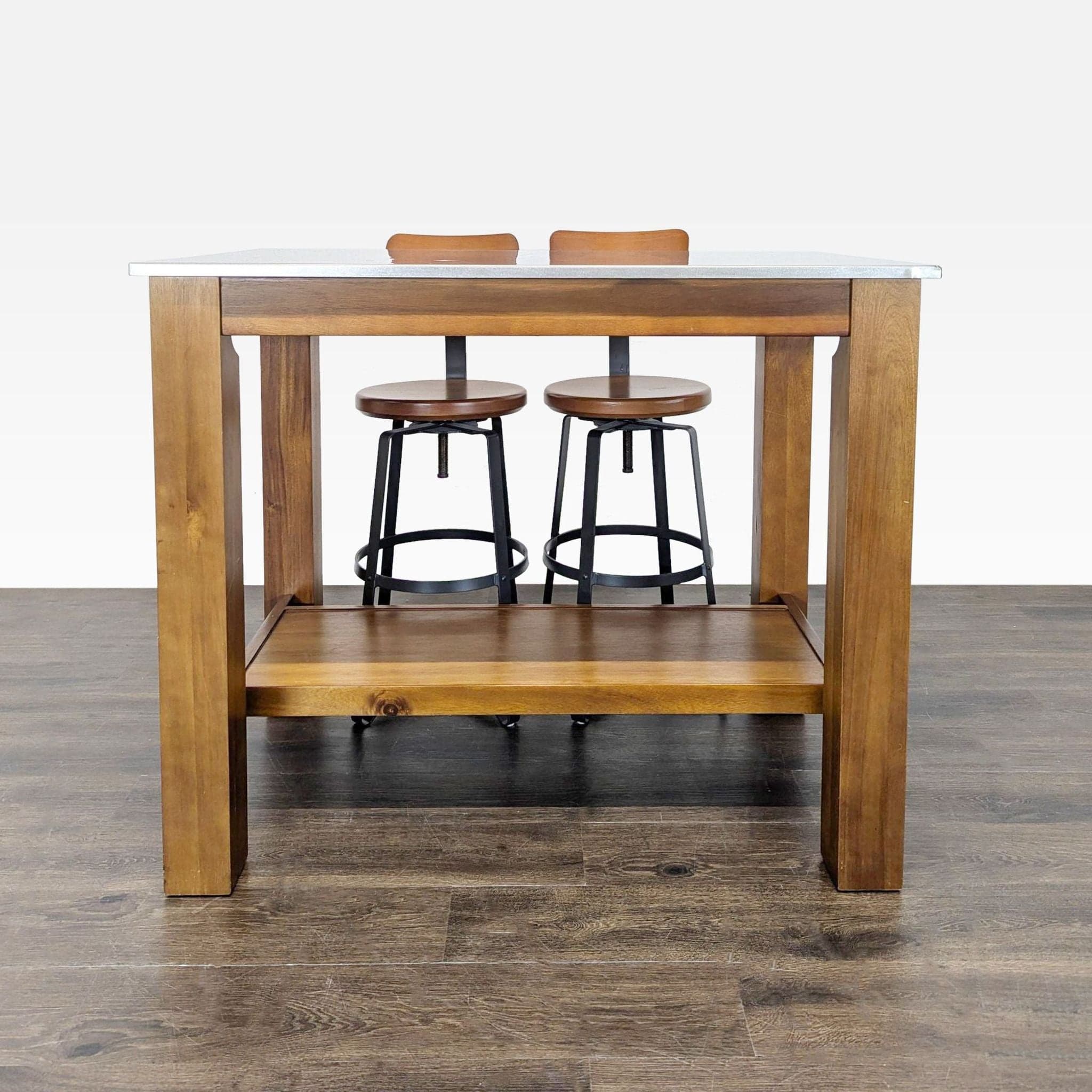 Modern Rustic 3-Piece Dining Set with Table and 2 Bar Stools - Image 1