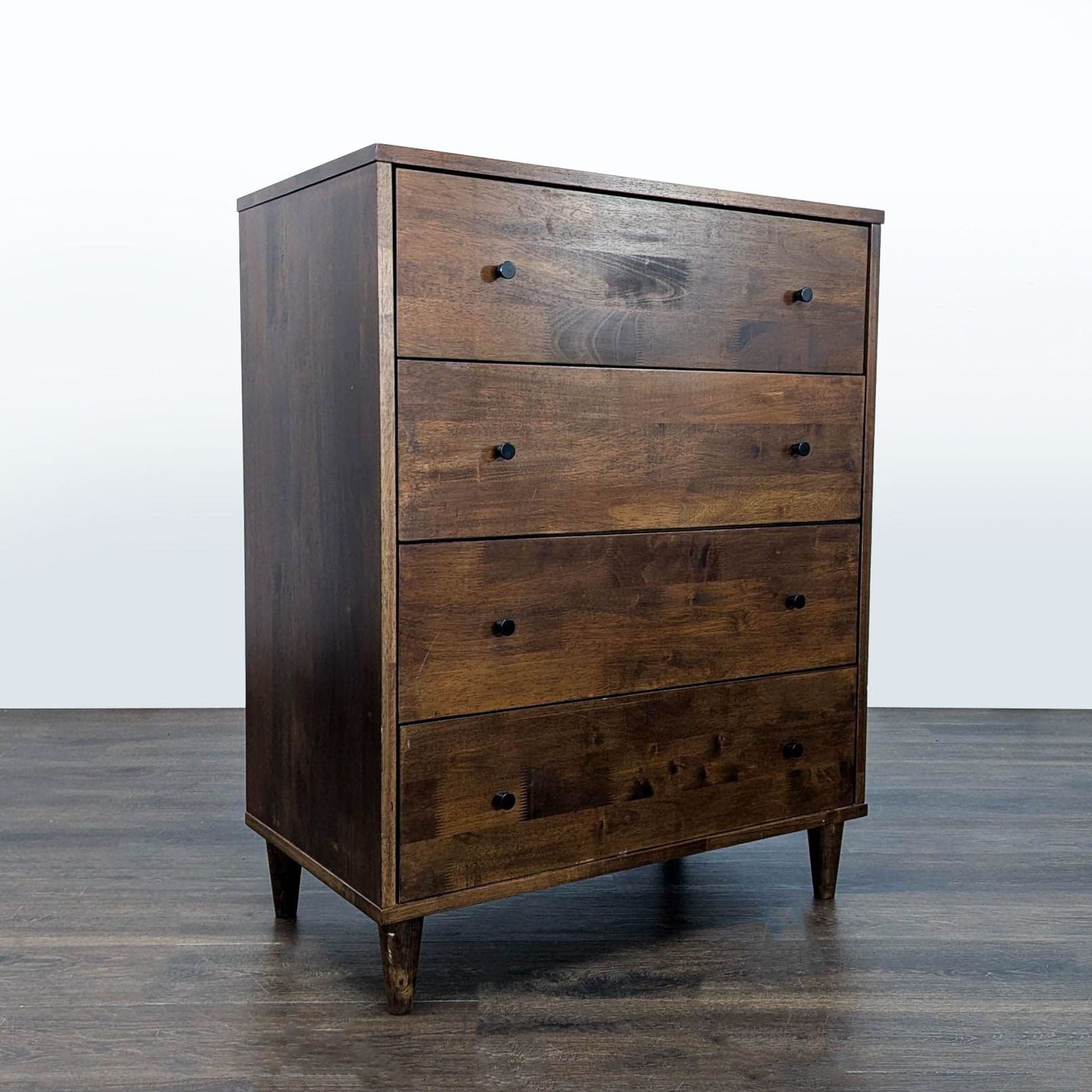 Mid-Century Modern Style 4-Drawer Wooden Dresser – Dark Brown Finish - Thumbnail 3