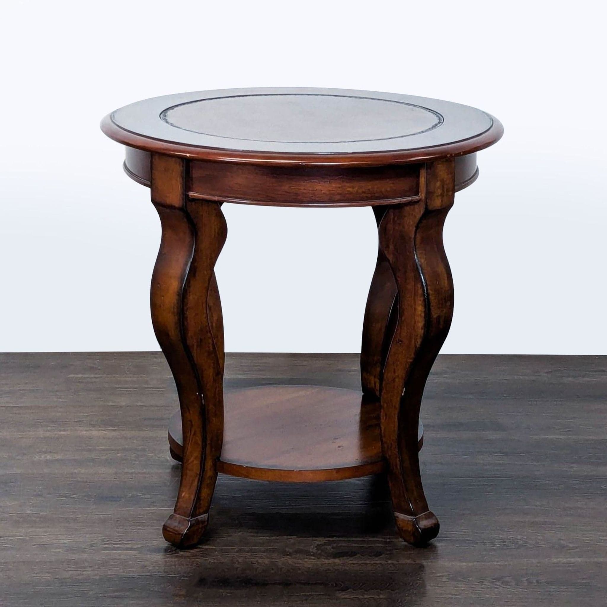 Round Wood End Table with Shelf - Thumbnail 2