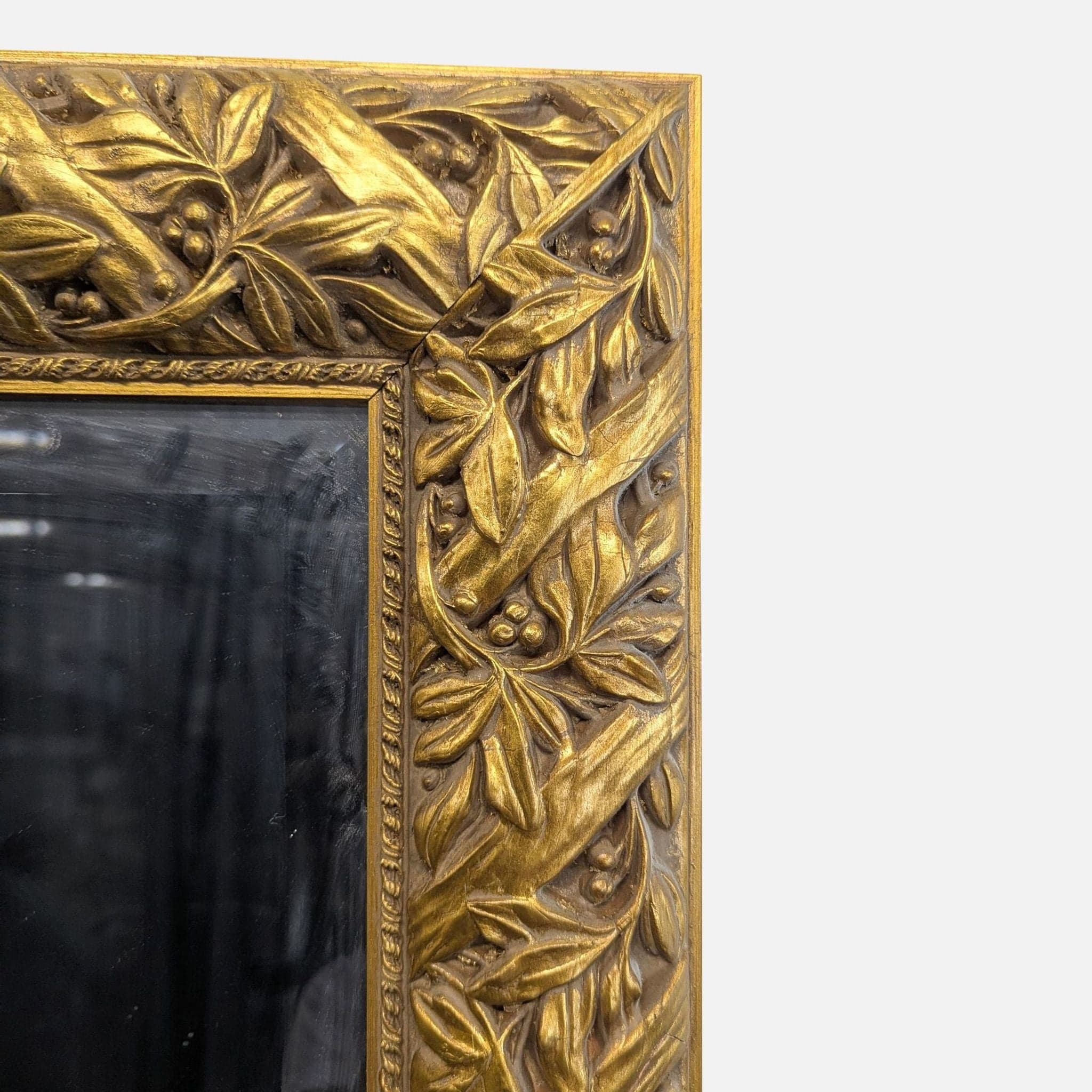 Carved Leaves and Berries Wood Mirror - Thumbnail 4