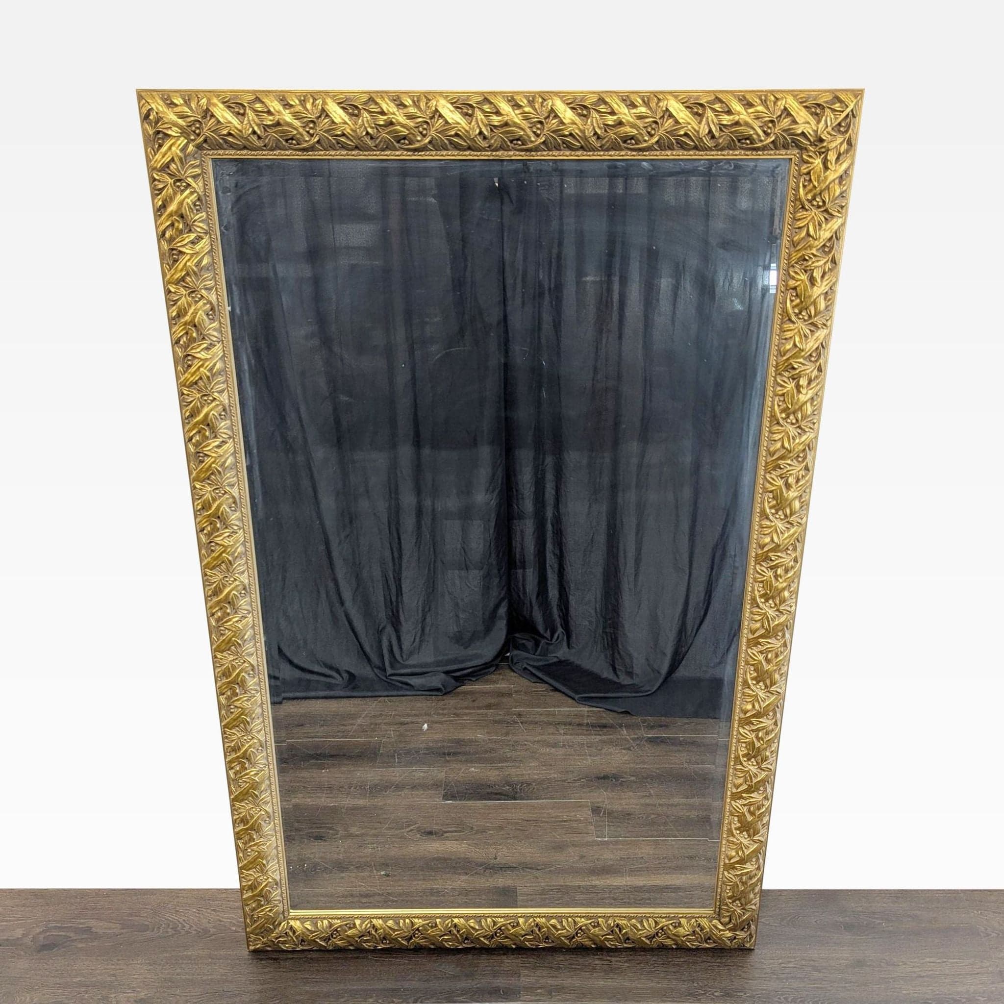 Carved Leaves and Berries Wood Mirror - Image 1