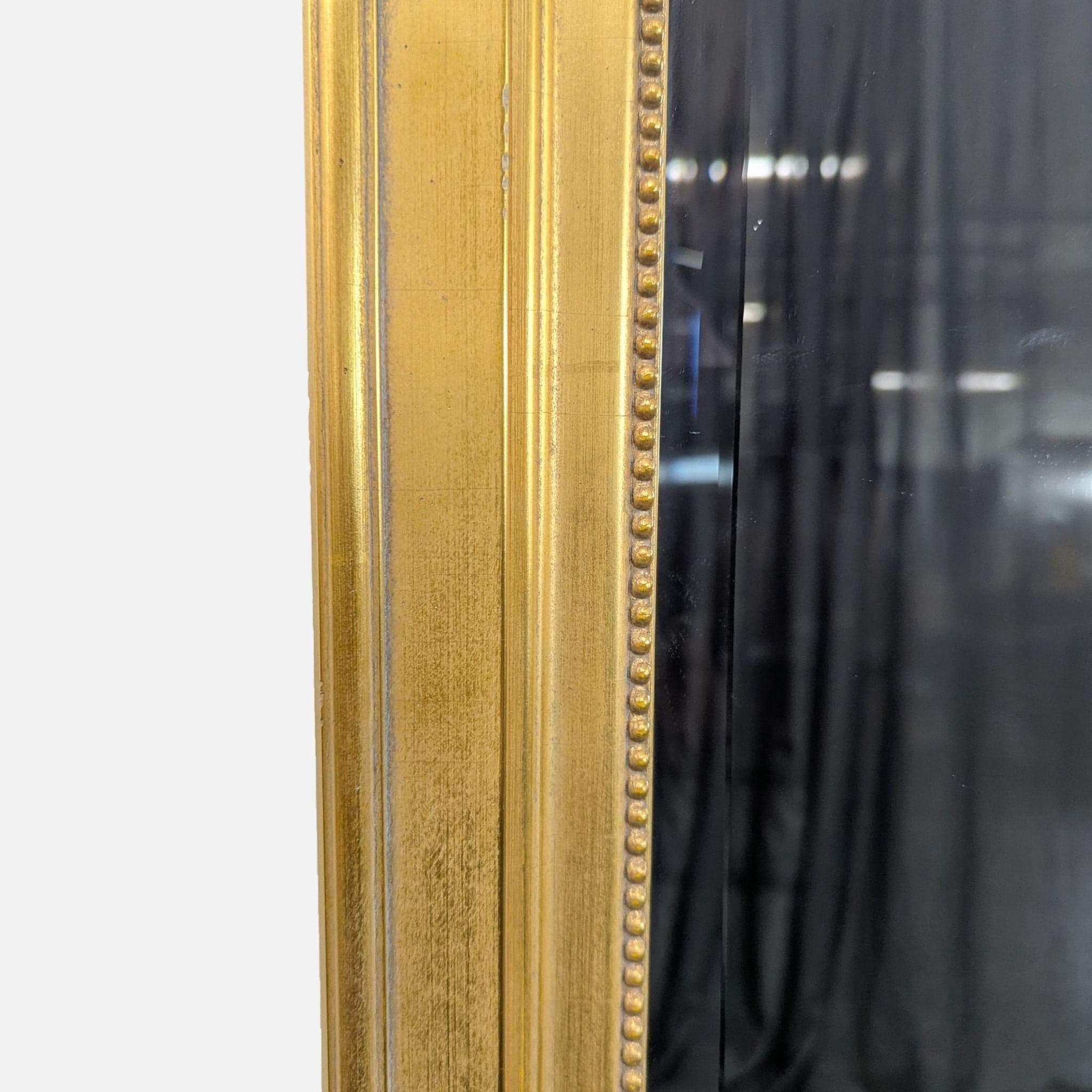 Wood Floor Mirror with gold frame - Thumbnail 2