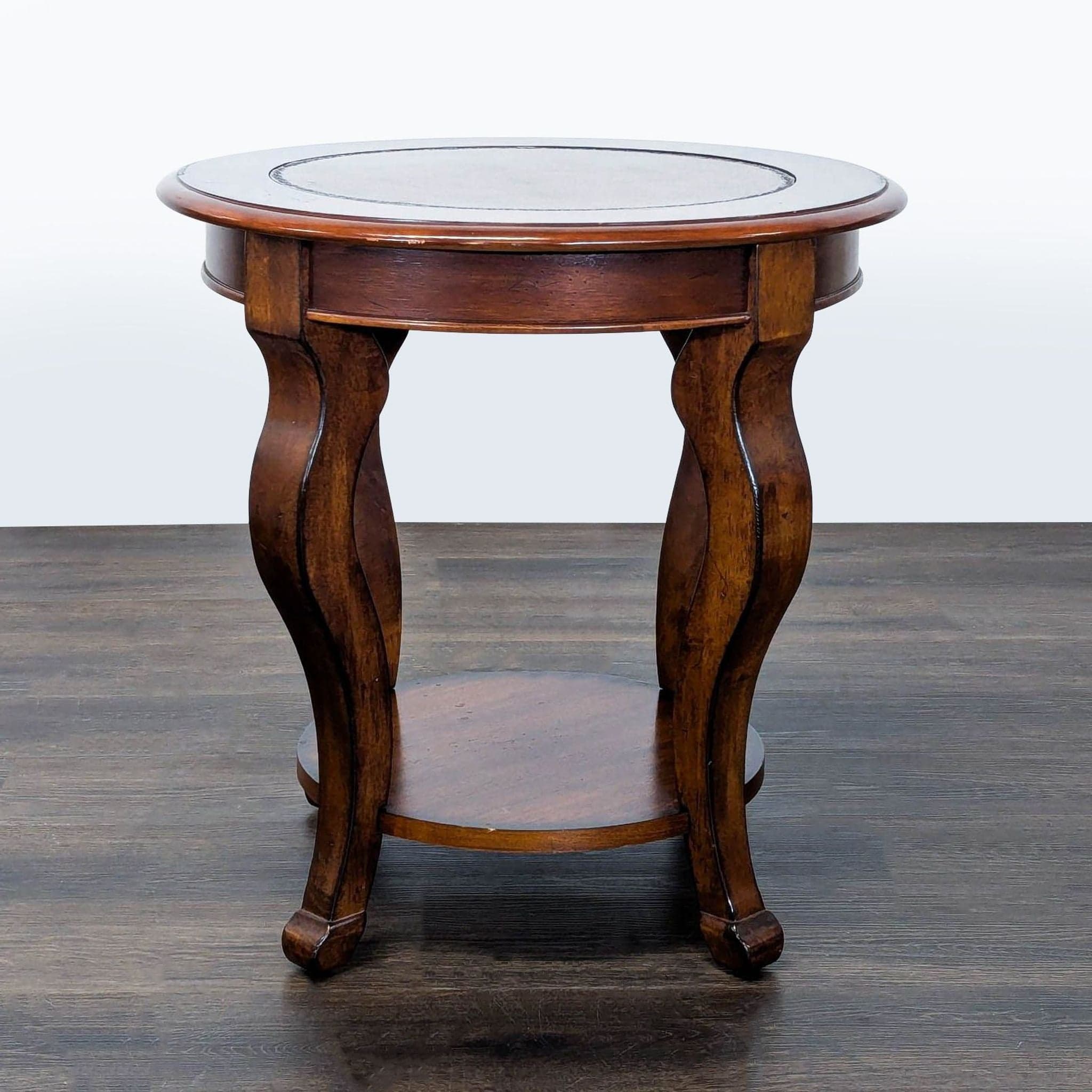Round Wood End Table with Shelf - Thumbnail 4