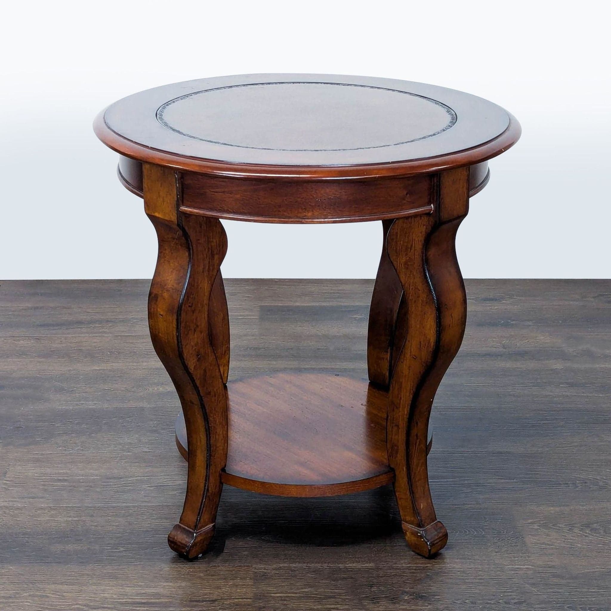 Round Wood End Table with Shelf - Thumbnail 3