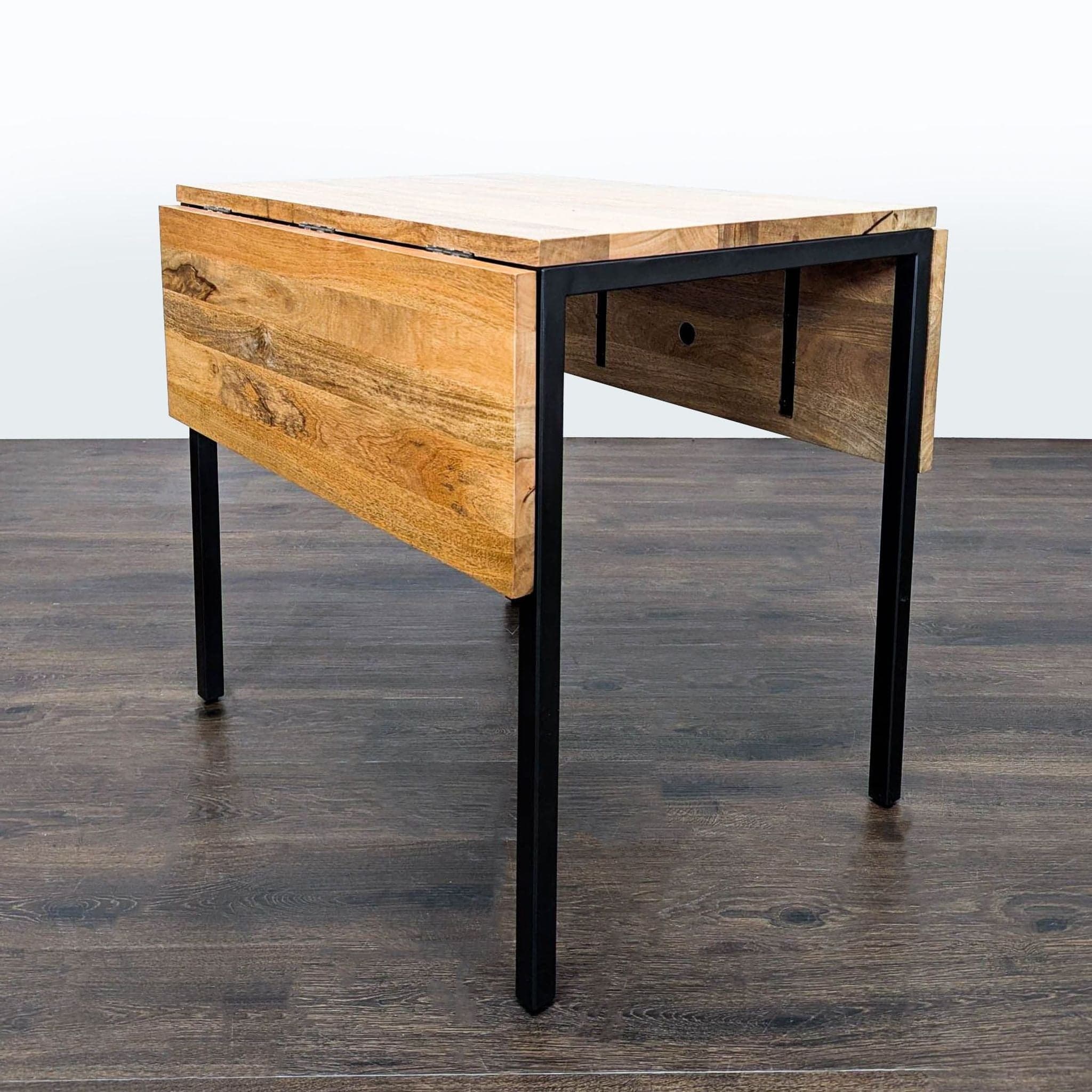 West Elm Modern Industrial 5-Piece Dining Set with Drop-Leaf Table - Thumbnail 2