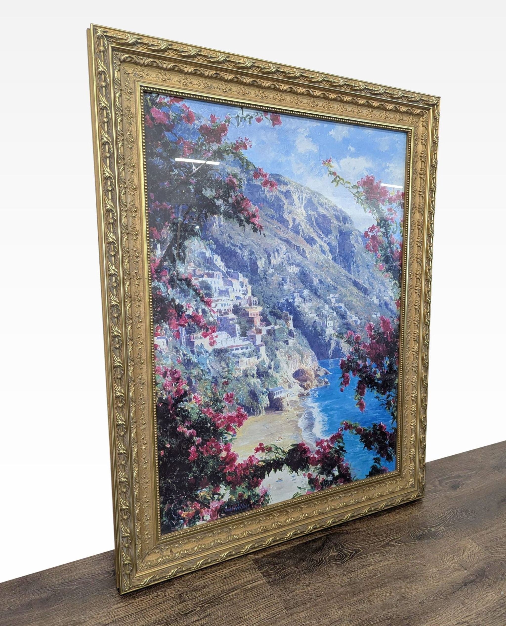Curt Walters Print "Positano Amalfi Coast" with Ornate Gold Frame - Thumbnail 6