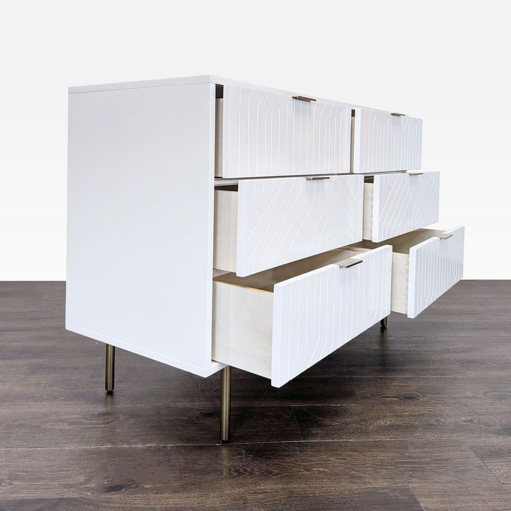 Pottery Barn Teen Jennings Modern White 6-Drawer Dresser with Brass Legs - Thumbnail 2