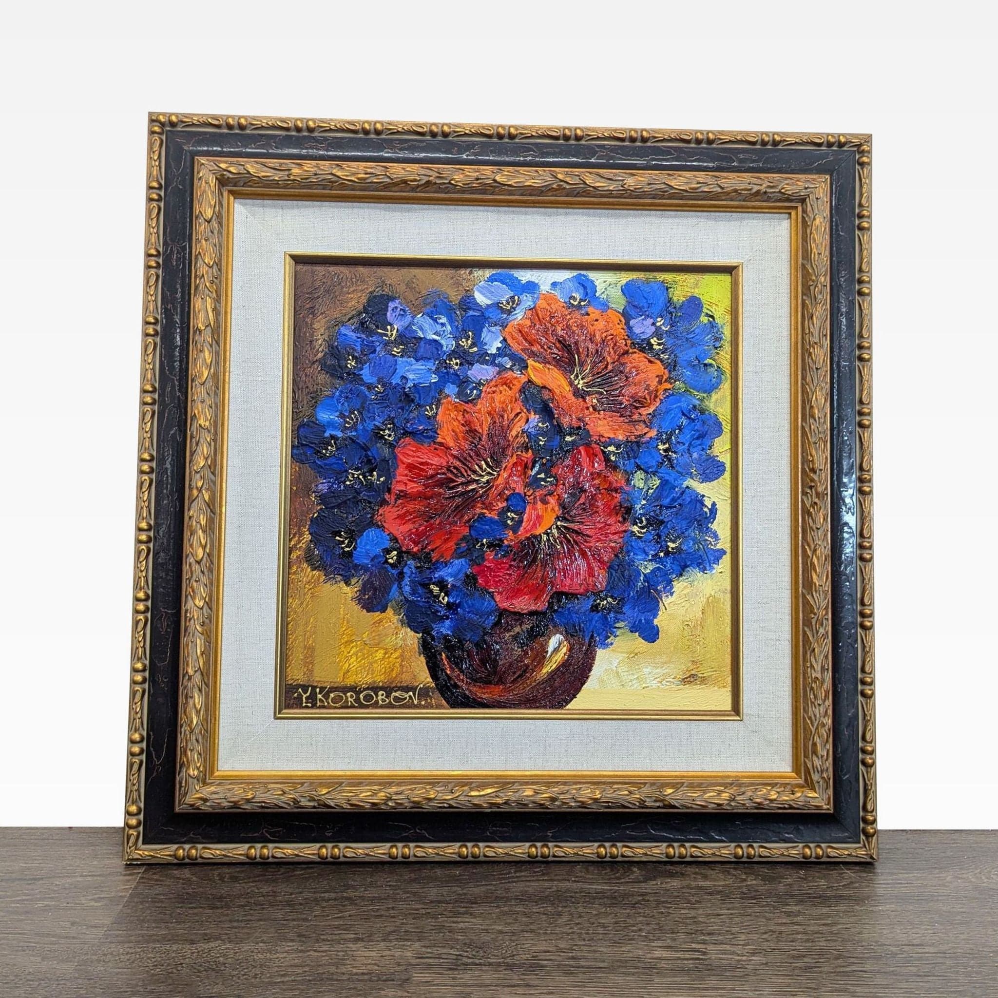 Yana Korobov Original Floral Painting in Ornate Frame - Image 1