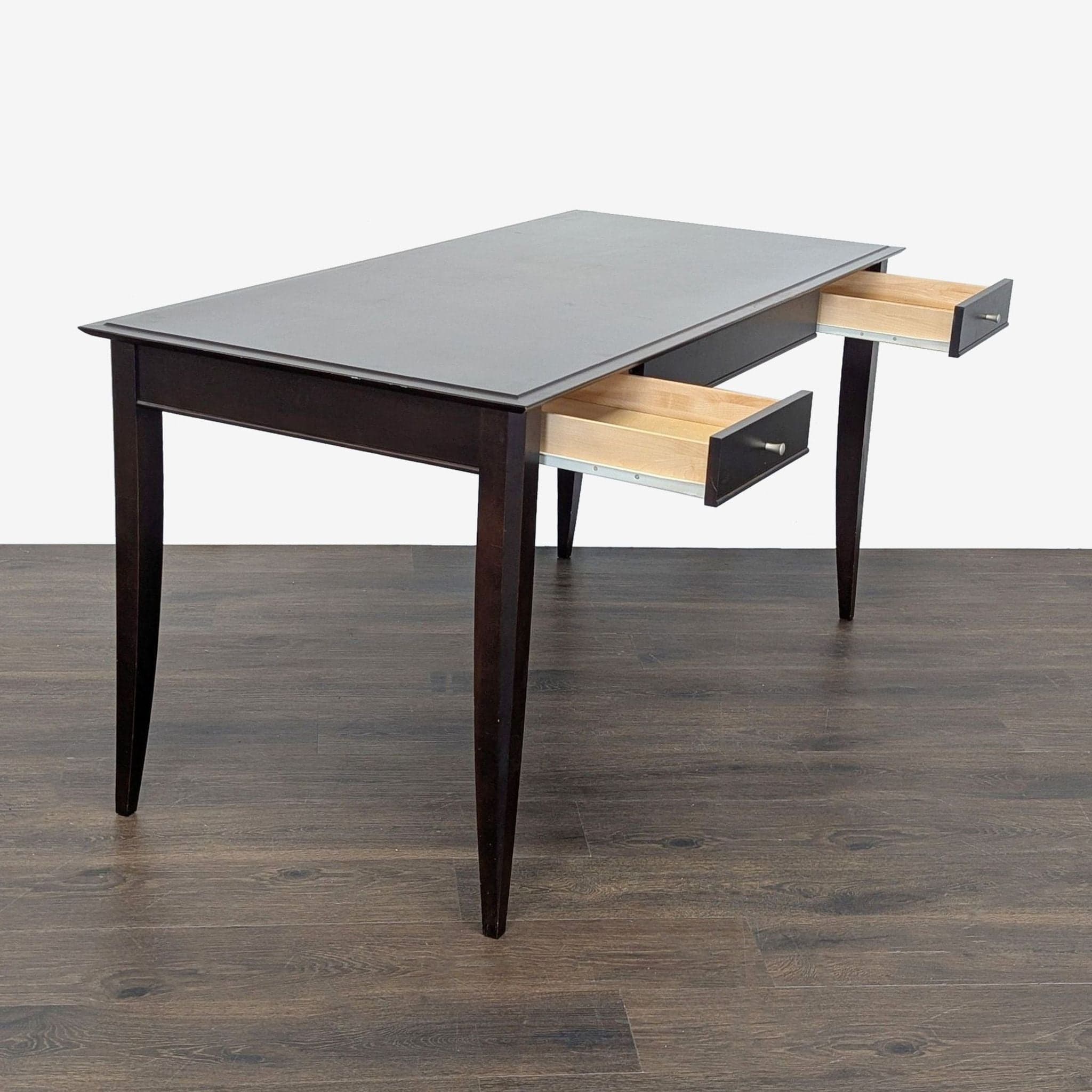 Baronet Dark Wood Desk with Two Drawers - Thumbnail 2