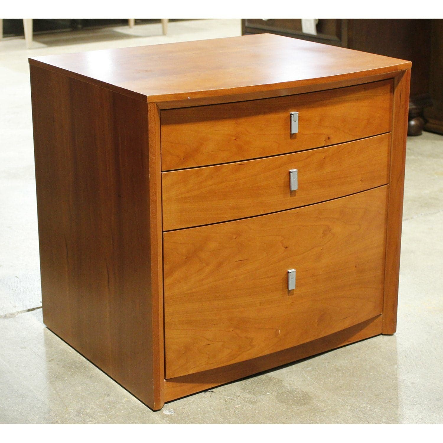 Cherry Finish 3 Drawer Nightstand - Cherry - Thumbnail 3