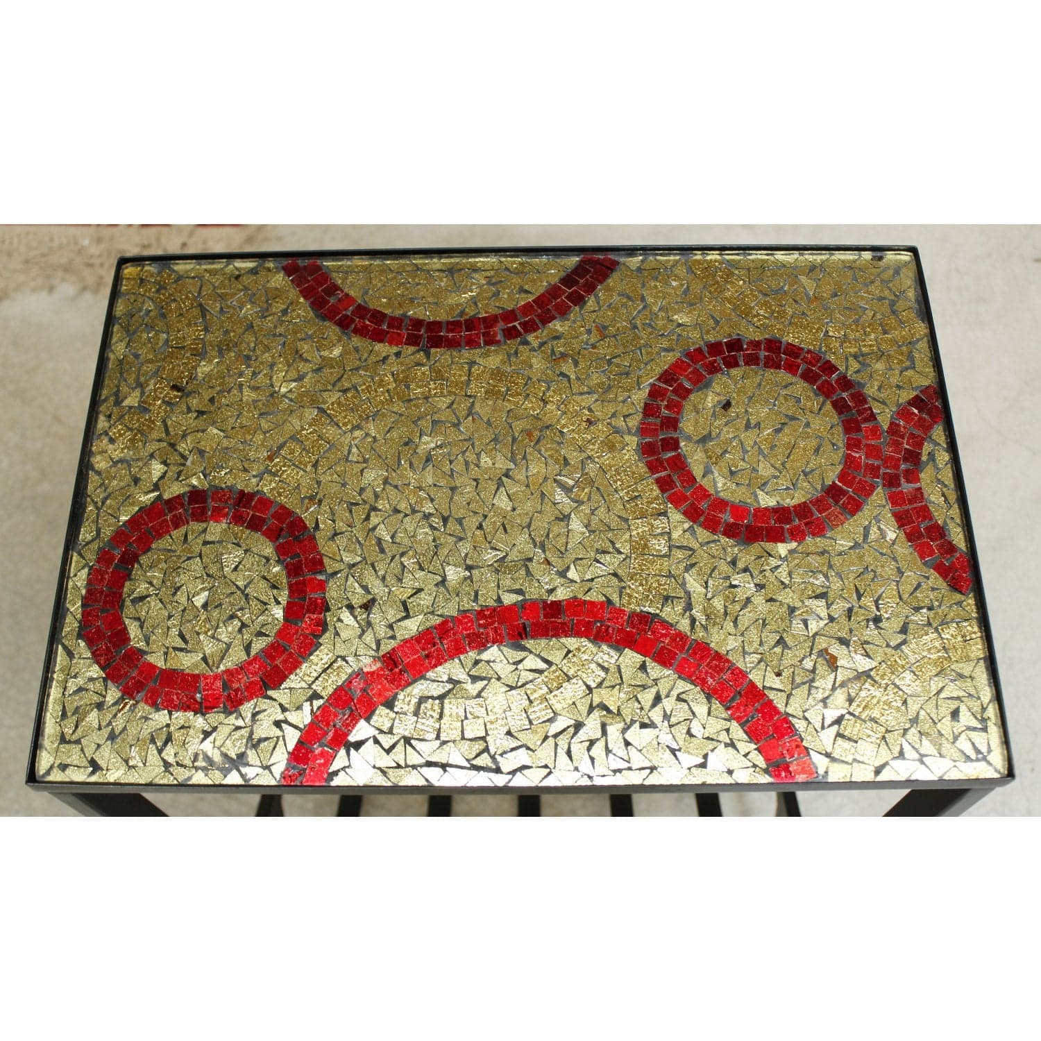 Mosaic Glass Top Metal Accent Table - Multi-Color - Thumbnail 4