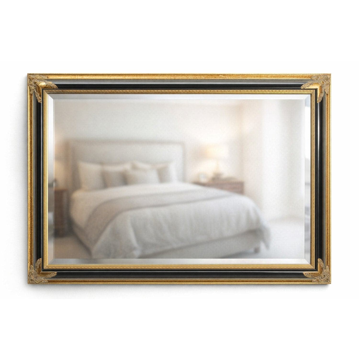 Black & Gold Framed Wall Mirror - Image 1
