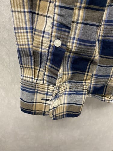 St John's Bay Blue/ Beige Plaid Shirt button down long sleeves Size XLT - Thumbnail 5