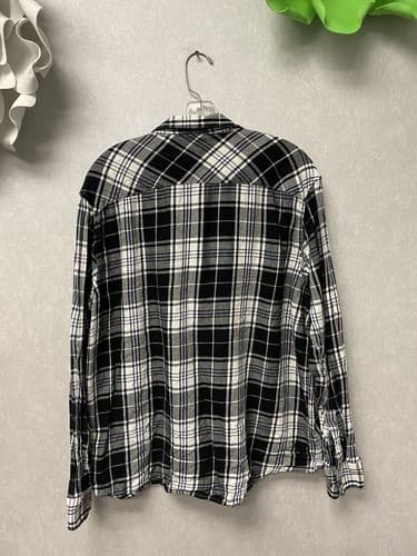 H&M Men Black/ White Plaid Long Sleeve Button Up Shirt Size XL - Thumbnail 5