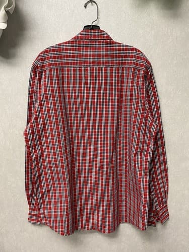 American Rag Red Blue Striped Logo Button Down Shirt Men’s Large - Thumbnail 7