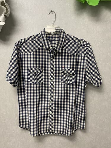 Buffalo Blue/White Plaid B/D Short Sleeve Shirt Size XXL - Image 1