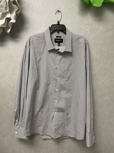 Kenneth Cole Awearness Blue/White Shirt Button Up Long Sleeve Mens Size XXL Slim - Image 1
