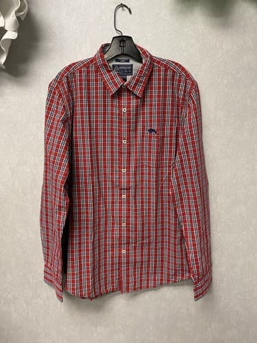 American Rag Red Blue Striped Logo Button Down Shirt Men’s Large - Image 1