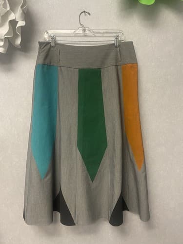 Revamped hand painted Grey/Red Multi Skirt Size 12 - Thumbnail 4