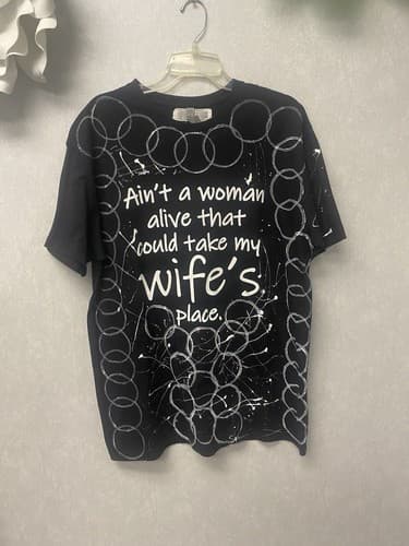 Revamped Black/White Graphic T- shirt Size XL Hand painted Ain’t A Woman Alive.. - Image 1