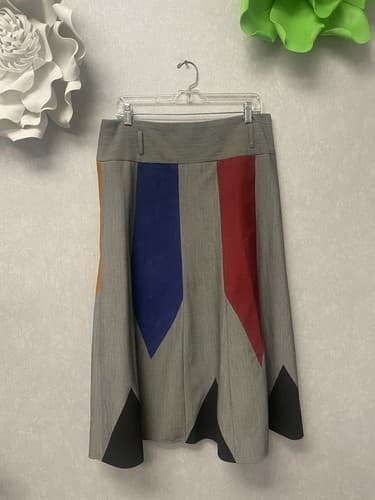 Revamped hand painted Grey/Red Multi Skirt Size 12 - Image 1