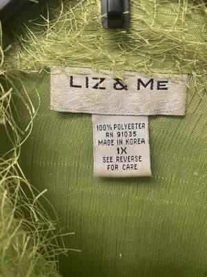 Liz & Me Green Fringe Blouse Size XL - Thumbnail 3