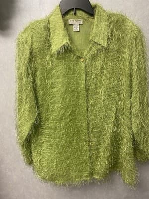 Liz & Me Green Fringe Blouse Size XL - Thumbnail 2