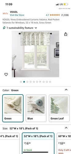 VOGOL Tie Up Valance for Lilac/Bk/ White lovely Leaf Print Tie-up Adj- Set Of 3 - Thumbnail 8