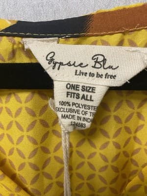 Gypsie Blue Yellow and Green Khatan Size One Size Fits Like 2XL - Thumbnail 2