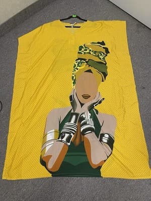 Gypsie Blue Yellow and Green Khatan Size One Size Fits Like 2XL - Thumbnail 3