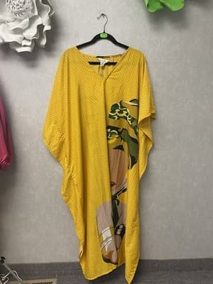 Gypsie Blue Yellow and Green Khatan Size One Size Fits Like 2XL - Thumbnail 4