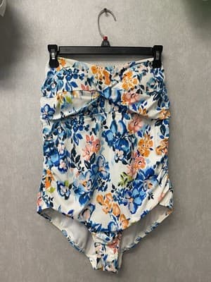 Time & Tru Blue/Orange 1pc Swimsuit Size XL (16-18) - Image 1