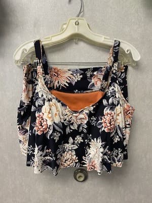 Curvy By Gaprinsra Swimwear Orange/Black/White 2pc Swimsuit Size 1X - Image 1