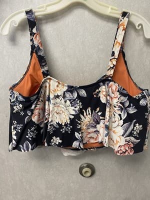 Curvy By Gaprinsra Swimwear Orange/Black/White 2pc Swimsuit Size 1X - Thumbnail 5