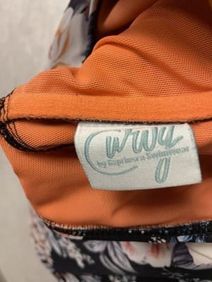 Curvy By Gaprinsra Swimwear Orange/Black/White 2pc Swimsuit Size 1X - Thumbnail 8